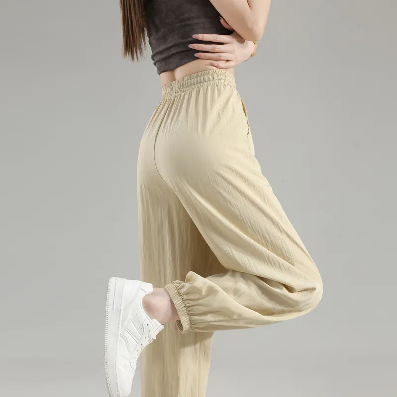 Tonlion Casual Pants Women's Beige Apricot-11