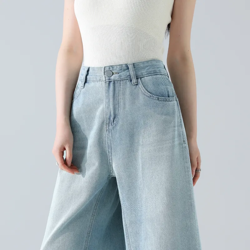 FAWENXIANGZI Jeans Women's Light Blue-8