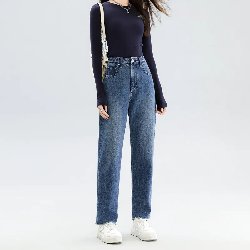 FAWENXIANGZI Jeans Women's Dark Blue-2