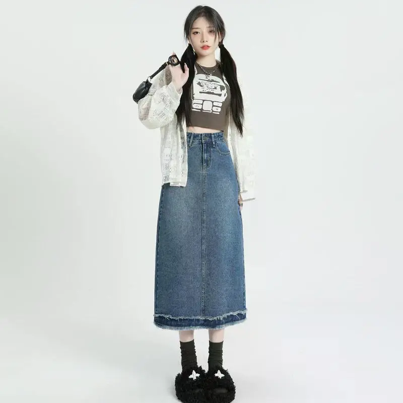 YINLEI Denim Long Skirt Women's-1