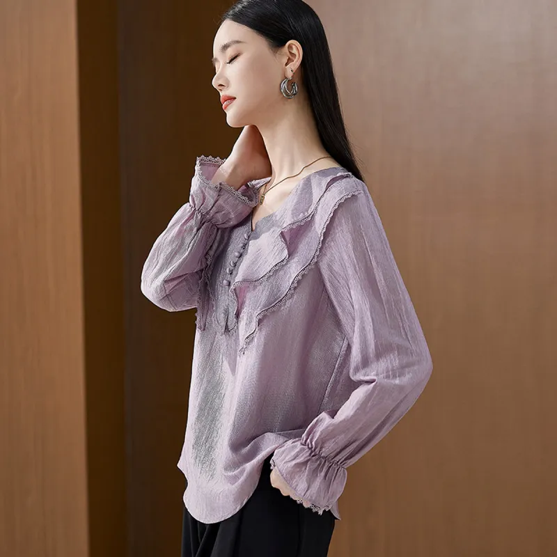Hang Yi Court Shirts Women's Light Purple-7
