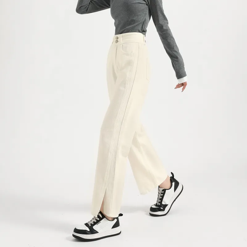 FAWENXIANGZI Jeans Women's Ecru-4