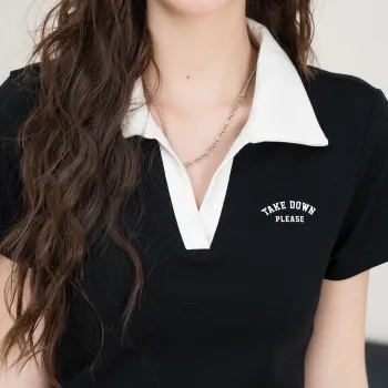 FAWENXIANGZI Crop Tops Women's Black