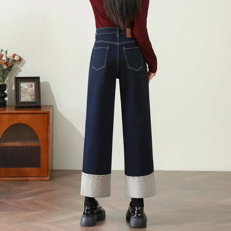 FAWENXIANGZI Jeans Women's Dark Blue-8