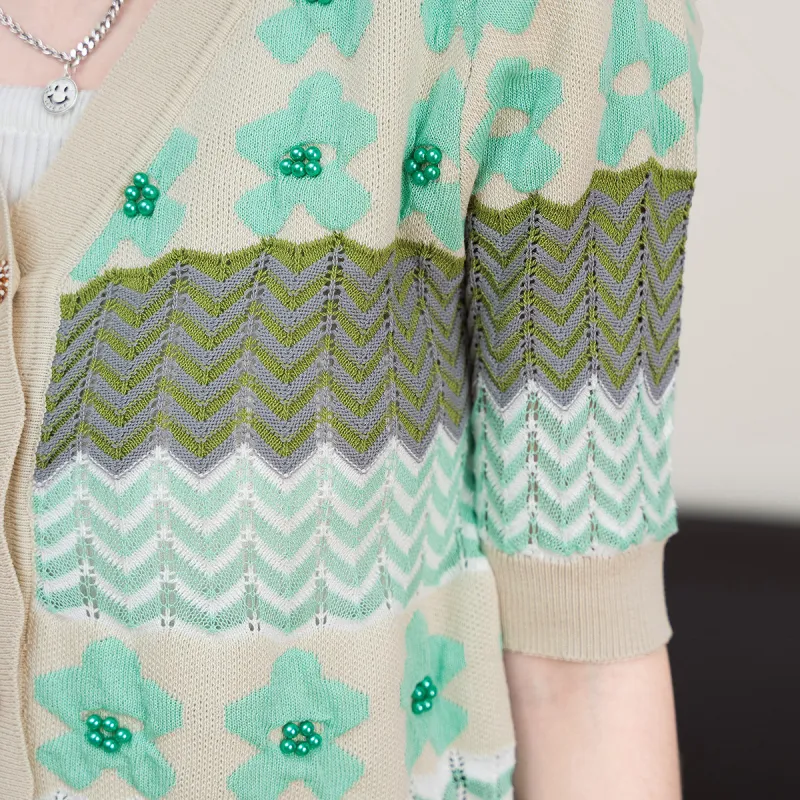 FAWENXIANGZI Knitwear Women's Pink Green Apricot-7