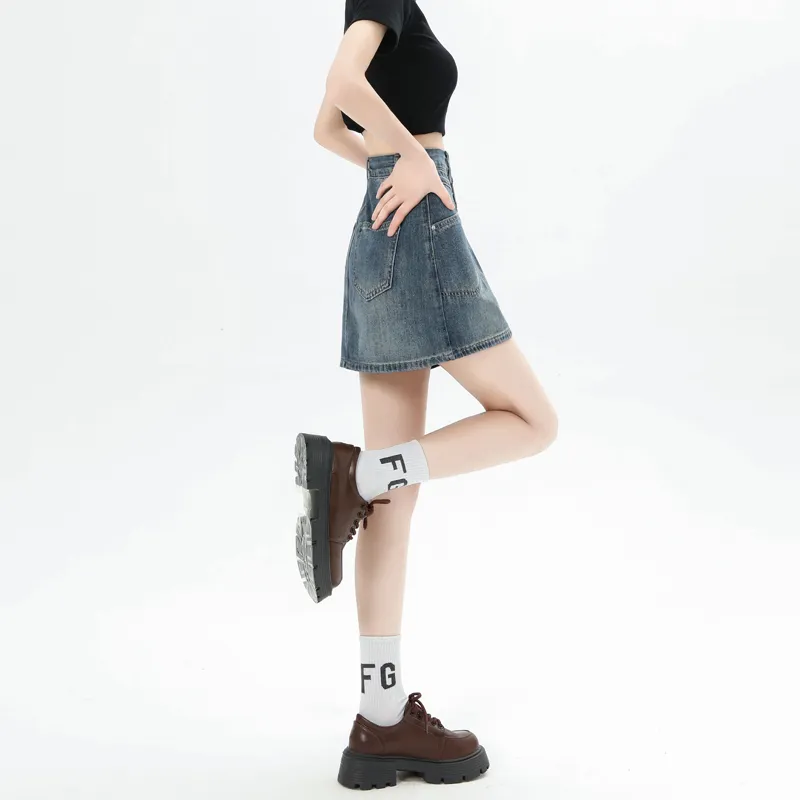 YINLEI Denim Short Skirts Women's-3