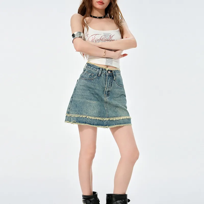 YINLEI Denim Short Skirts Women's-1