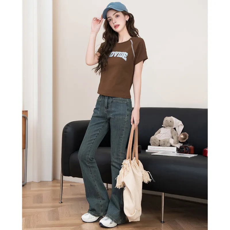 FAWENXIANGZI Crop Tops Women's Coffee-4