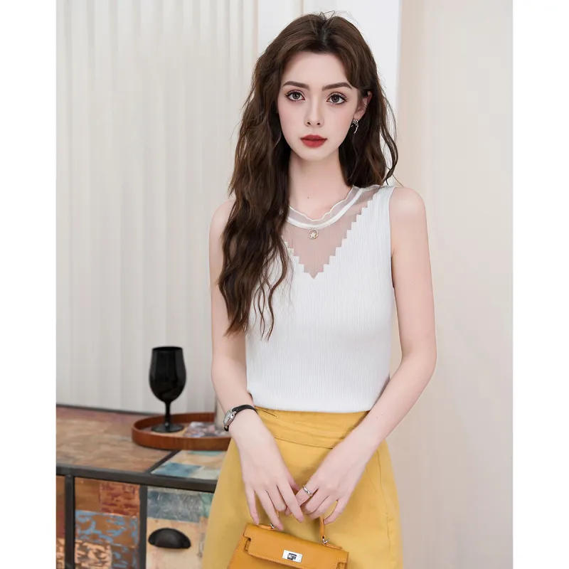 FAWENXIANGZI Tank Tops Women's White-3