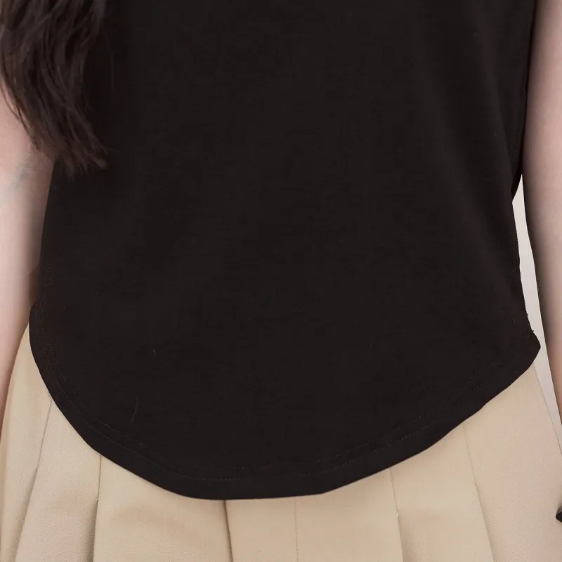 FAWENXIANGZI Crop Tops Women's Black-6