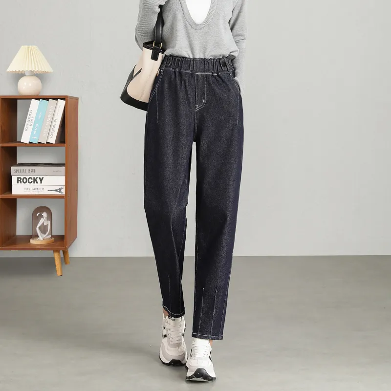 FAWENXIANGZI Jeans Women's Dark Blue-2