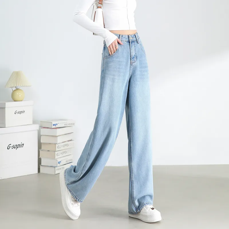 FAWENXIANGZI Jeans Women's Light Blue-1