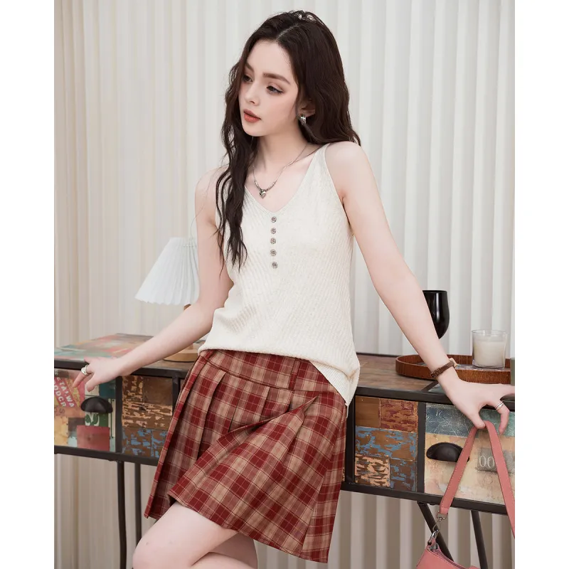FAWENXIANGZI Tank Tops Women's Apricot-1
