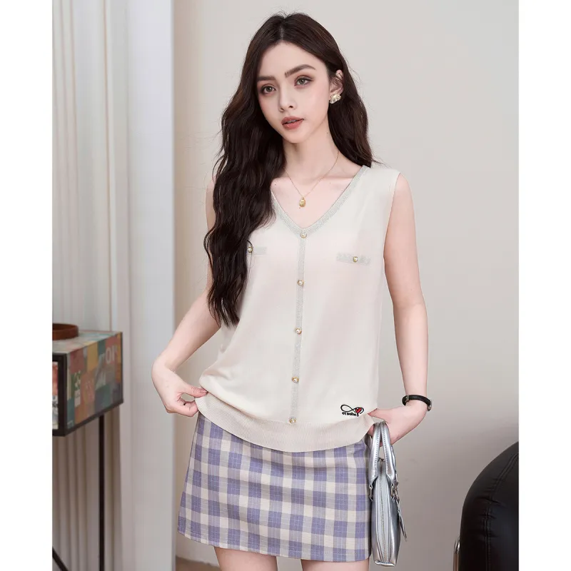 FAWENXIANGZI Tank Tops Women's Apricot-4