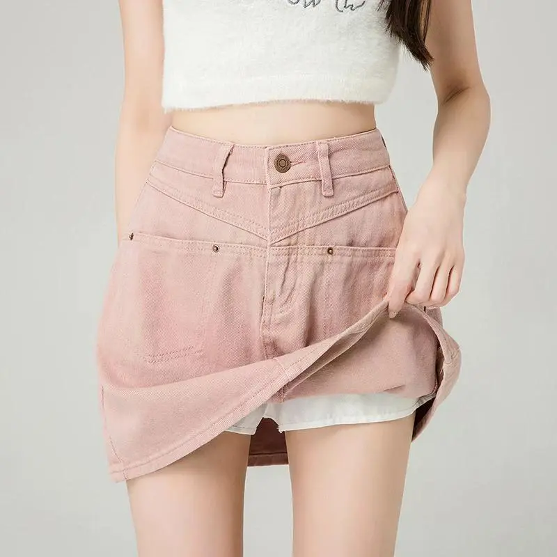 YINLEI Denim Short Skirts Women's-4