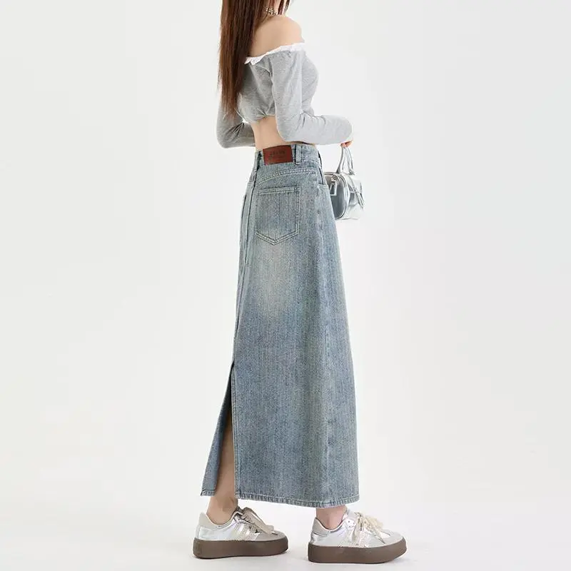 YINLEI Denim Long Skirt Women's-5