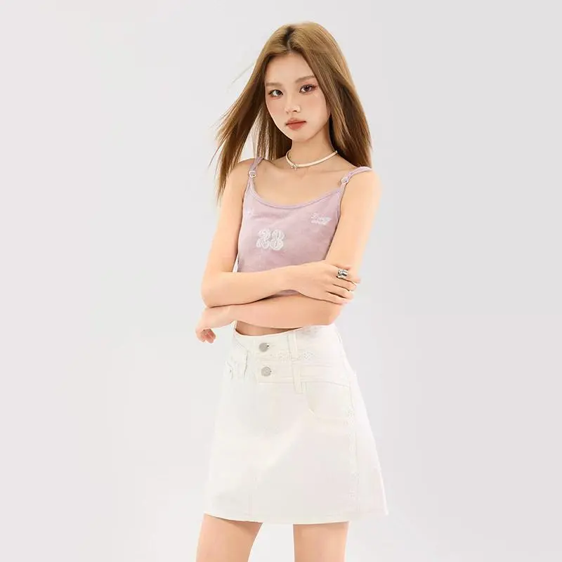 YINLEI Denim Short Skirts Women's-5
