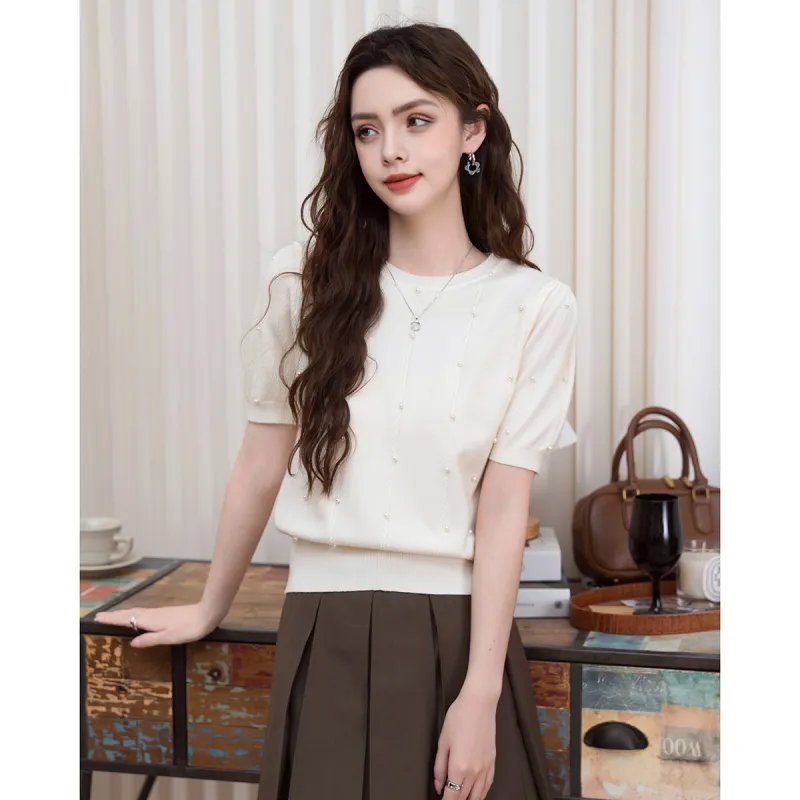 FAWENXIANGZI Puff Sleeve T Shirt Women's-1