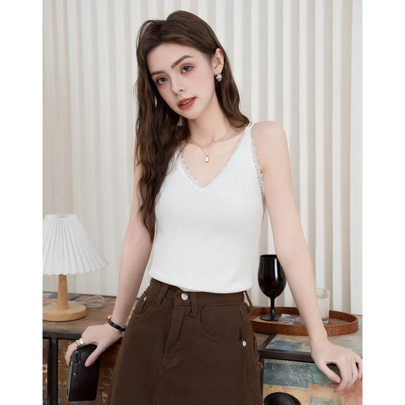 FAWENXIANGZI Tank Tops Women's White-2
