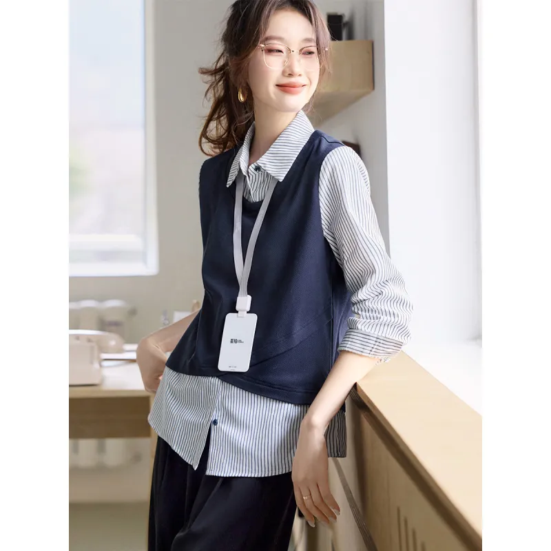 Mo Han Yi Mei Shirts Women's Navy Blue-1