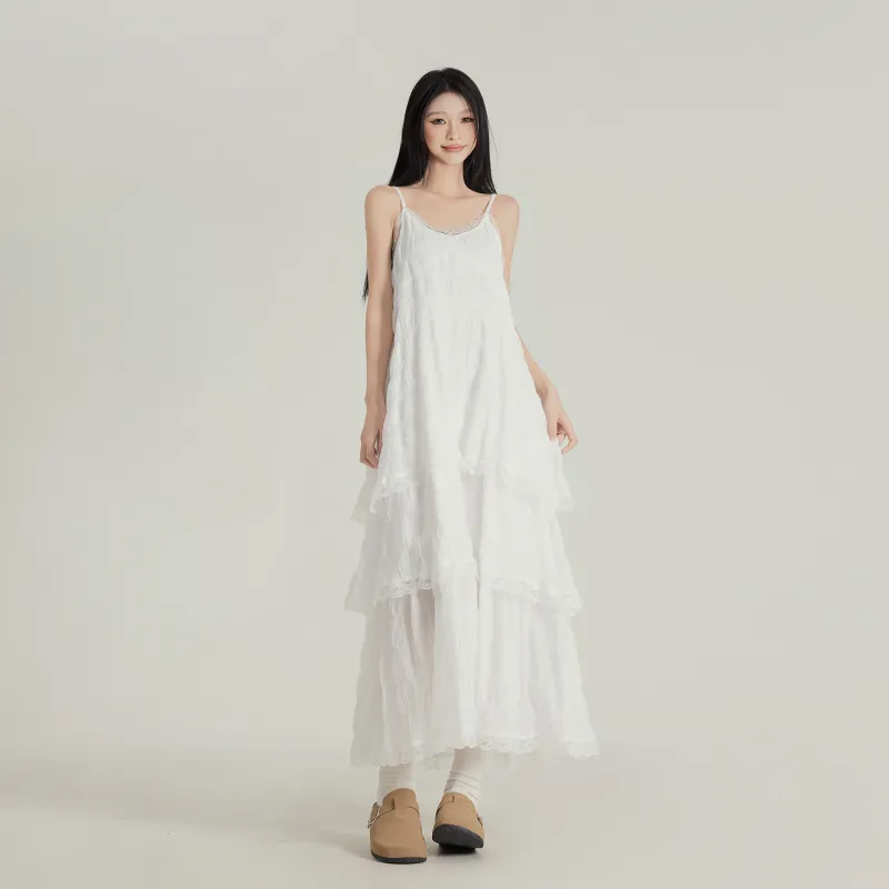 YINLEI Slip Dresses Women's White-2