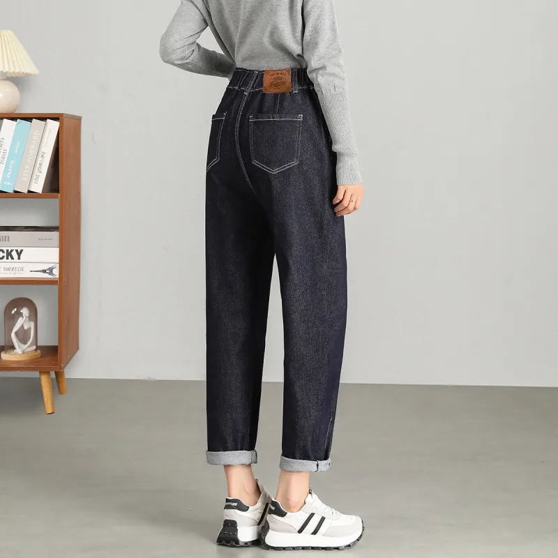 FAWENXIANGZI Jeans Women's Dark Blue-8