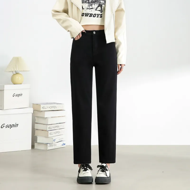 FAWENXIANGZI Jeans Women's Black-8