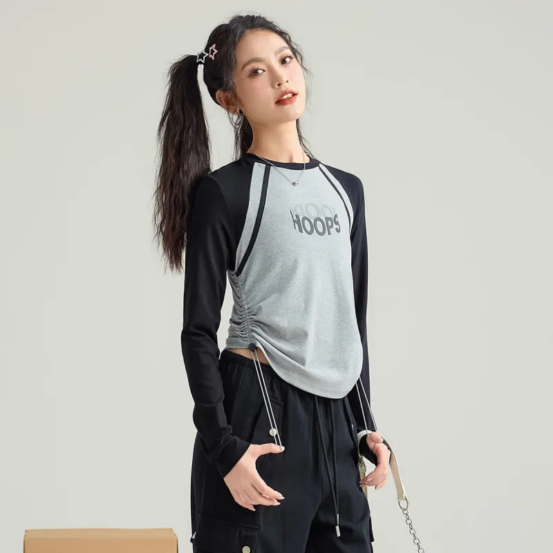 FAWENXIANGZI Crop Tops Women's Gray-1