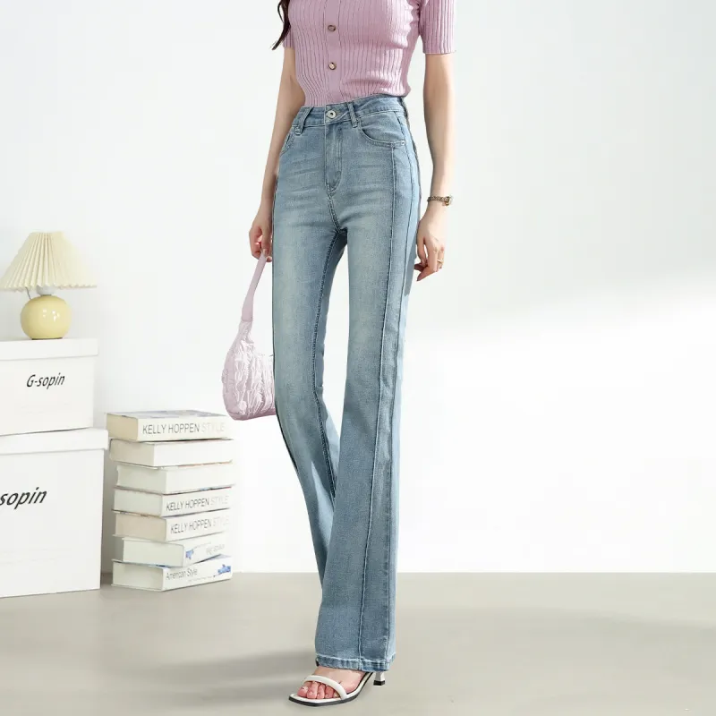 FAWENXIANGZI Jeans Women's Light Blue-8