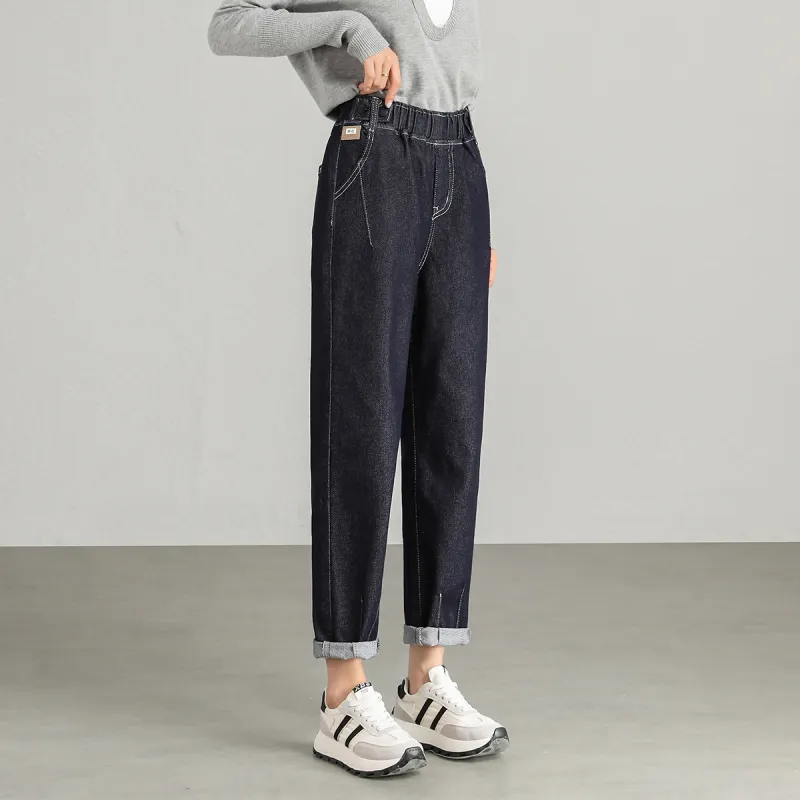 FAWENXIANGZI Jeans Women's Dark Blue-7