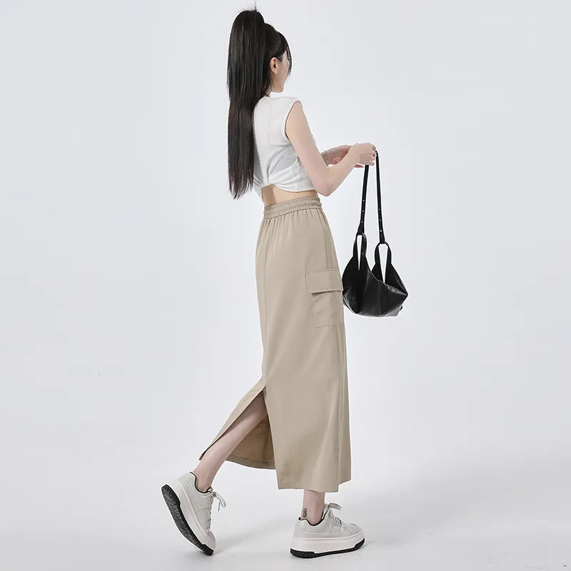 YINLEI Casual Long Skirt Women's-5