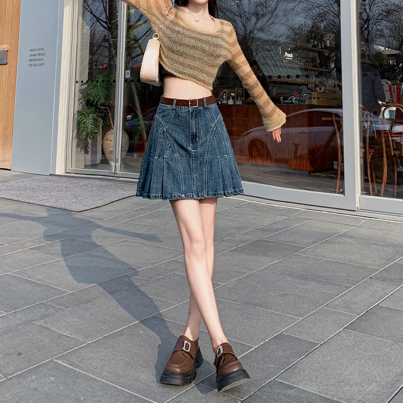 YINLEI Denim Short Skirts Women's-3