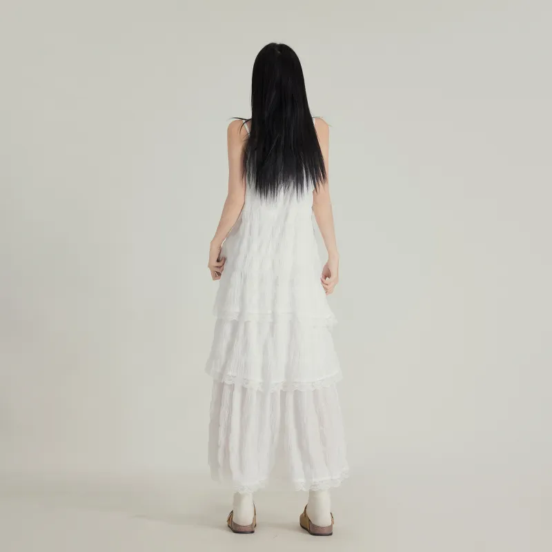 YINLEI Slip Dresses Women's White-5