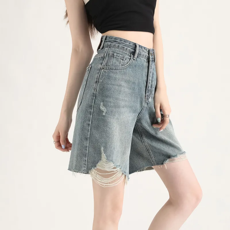FAWENXIANGZI Denim Shorts Women's-11