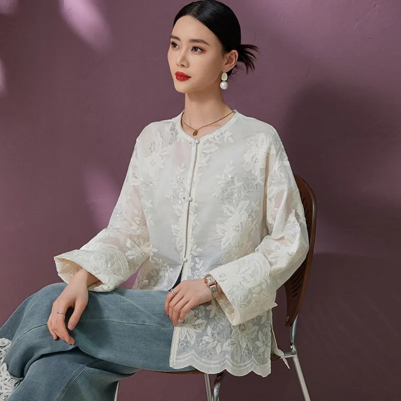 Hang Yi Court Jackets Women's Beige-4