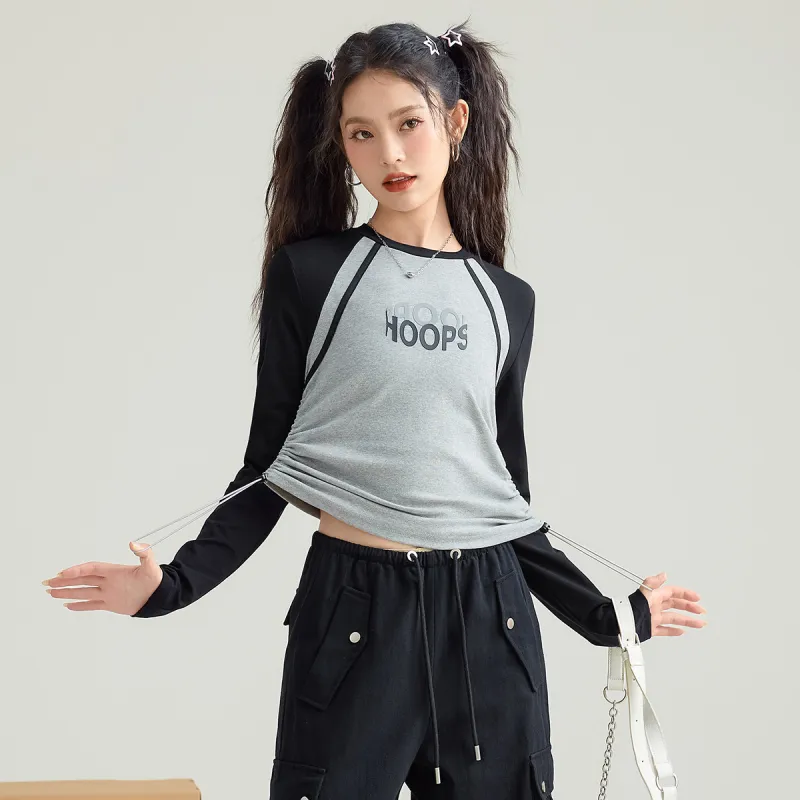 FAWENXIANGZI Crop Tops Women's Gray-5