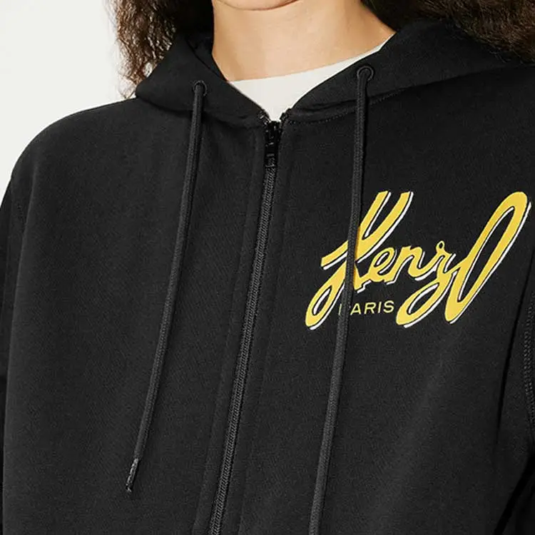 KENZO Archivo Logo Zip-Up Drawstring Hoodie-2