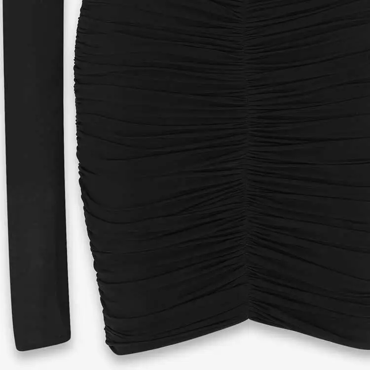 SAINT LAURENT Draped V Neck Long Sleeved Dress-4