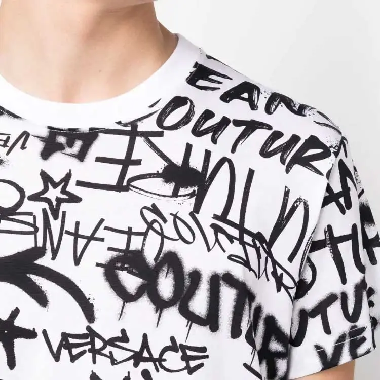 VERSACE Graffiti print Cotton T shirt-5