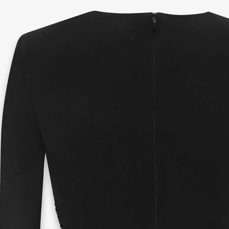 SAINT LAURENT Draped V Neck Long Sleeved Dress-3