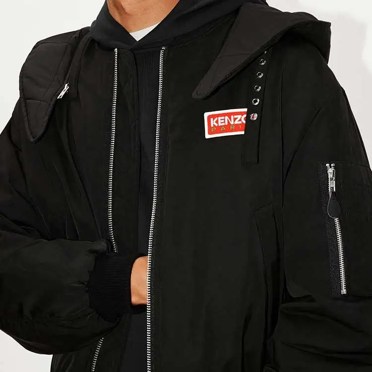 KENZO Logo patch Zip up Hooded Jacket-6