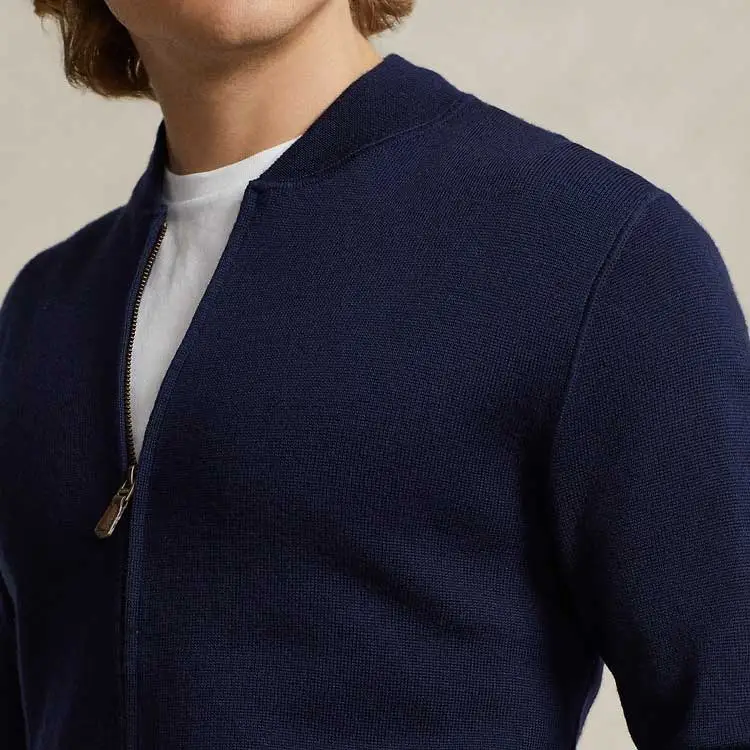 Polo Ralph Lauren Zip-up Felted Wool Navy Jumper-5