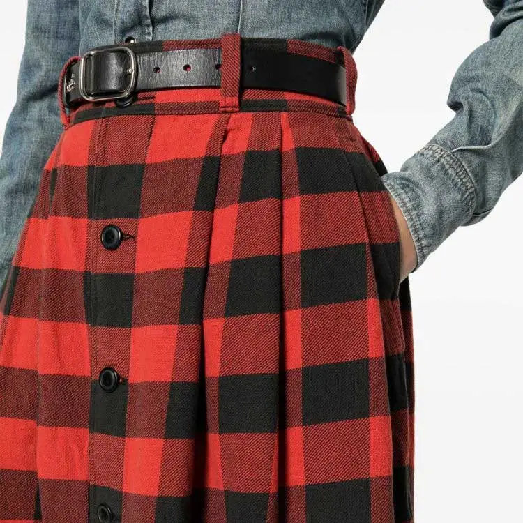 Ralph Lauren Rrl Lewis Check print Flared Skirt-4