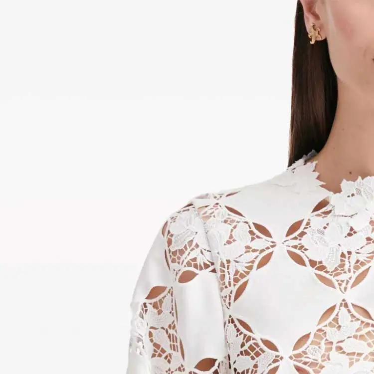 Oscar De La Renta Gardenia Guipure Blouse-3
