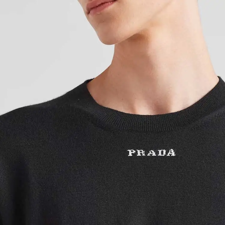 PRADA Logo Detailed Crewneck Knitted Jumper-4