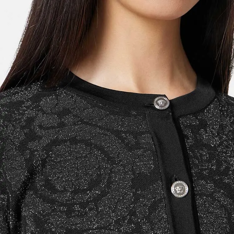 VERSACE Barocco Button Up Cropped Cardigan-4