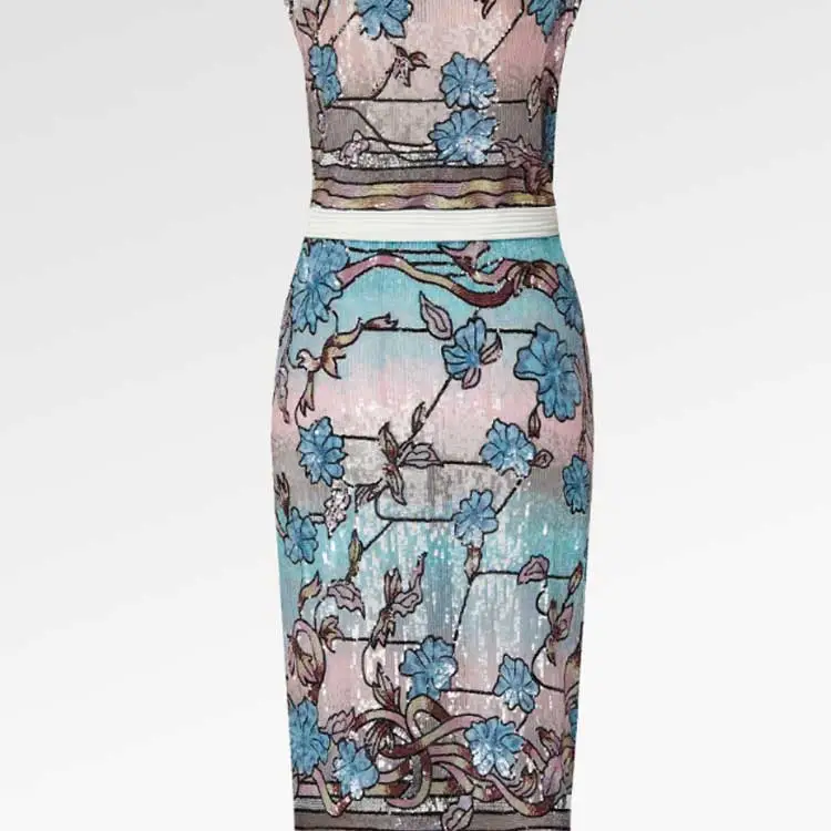 LOUIS VUITTON Asnières Sequin Ruffle Trim Wrap Dress-3