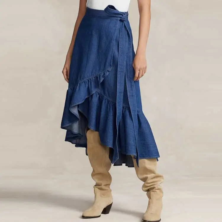 Polo Ralph Lauren FW23 Denim Long Skirt Women's Marine Blue-1