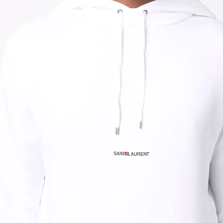 SAINT LAURENT Logo Printed Drawstring Hoodie-4
