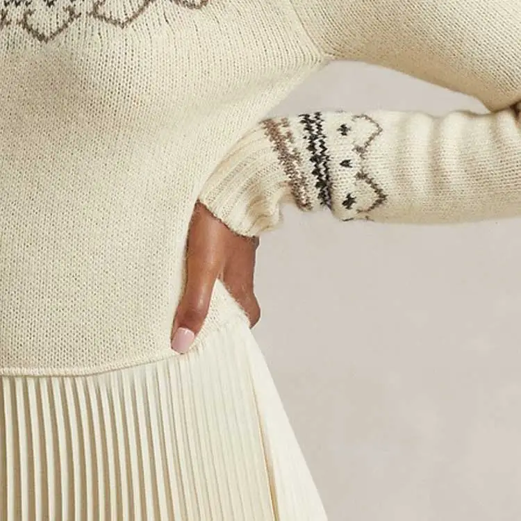 Polo Ralph Lauren FW23 Long Sleeved Dresses Women's Beige-3